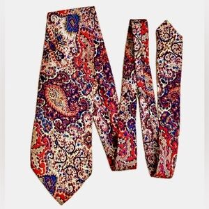 Vintage Liberty of London silk paisley tie, red, blue
